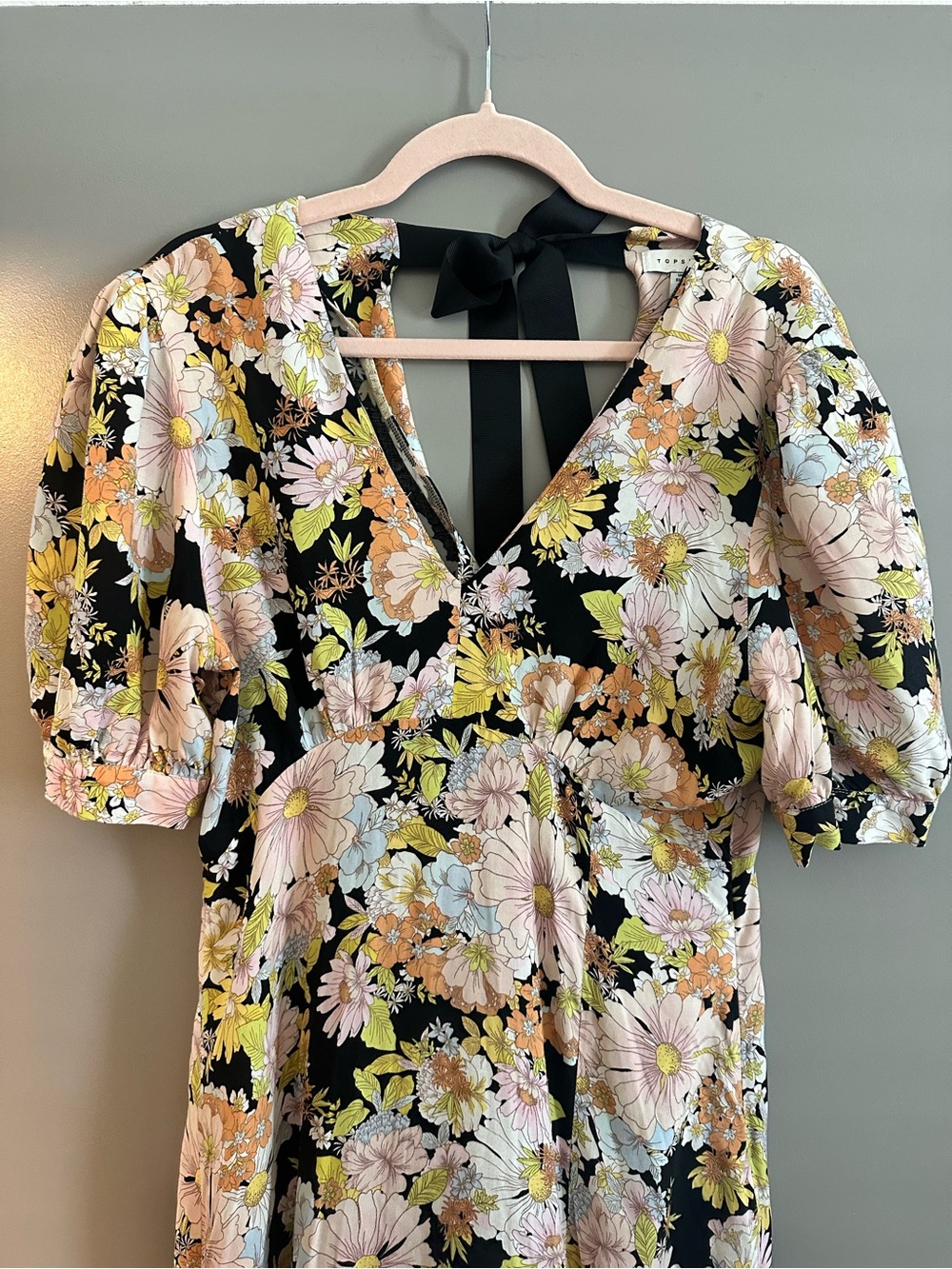 Topshop Floral 70s Midi Dress Size 8 - Picture 4 of 8